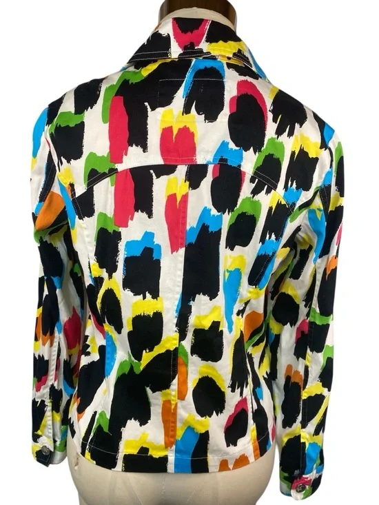 Erin London Colorful Abstract Print Long Sleeve Button Up Shirt Women’s Medium - Picture 2 of 4